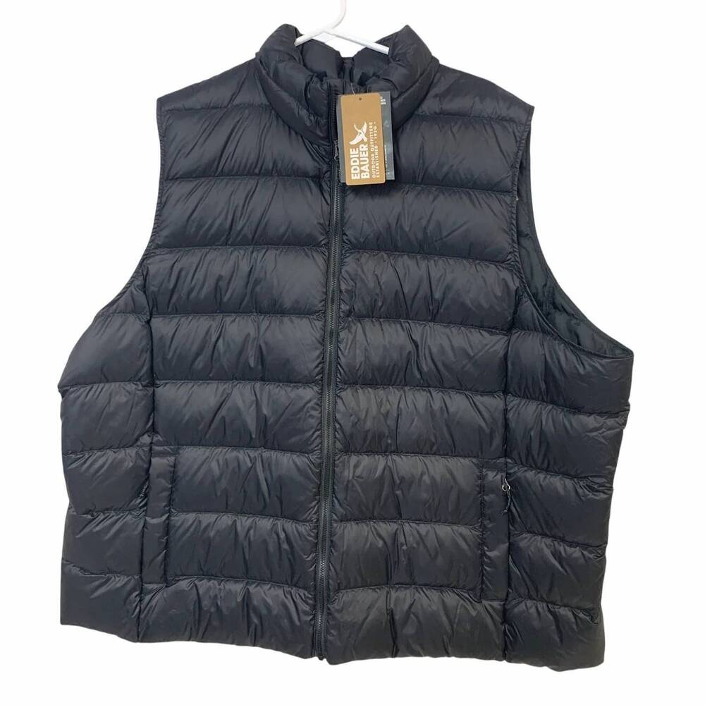 NEW EDDIE BAUER women's cirruslite down full zip puffer vest - plus in black